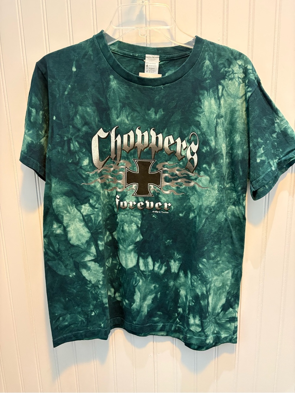 Vintage 2000s Choppers Forever Biker Tie-Dye Graphic Tee - Green new with tags